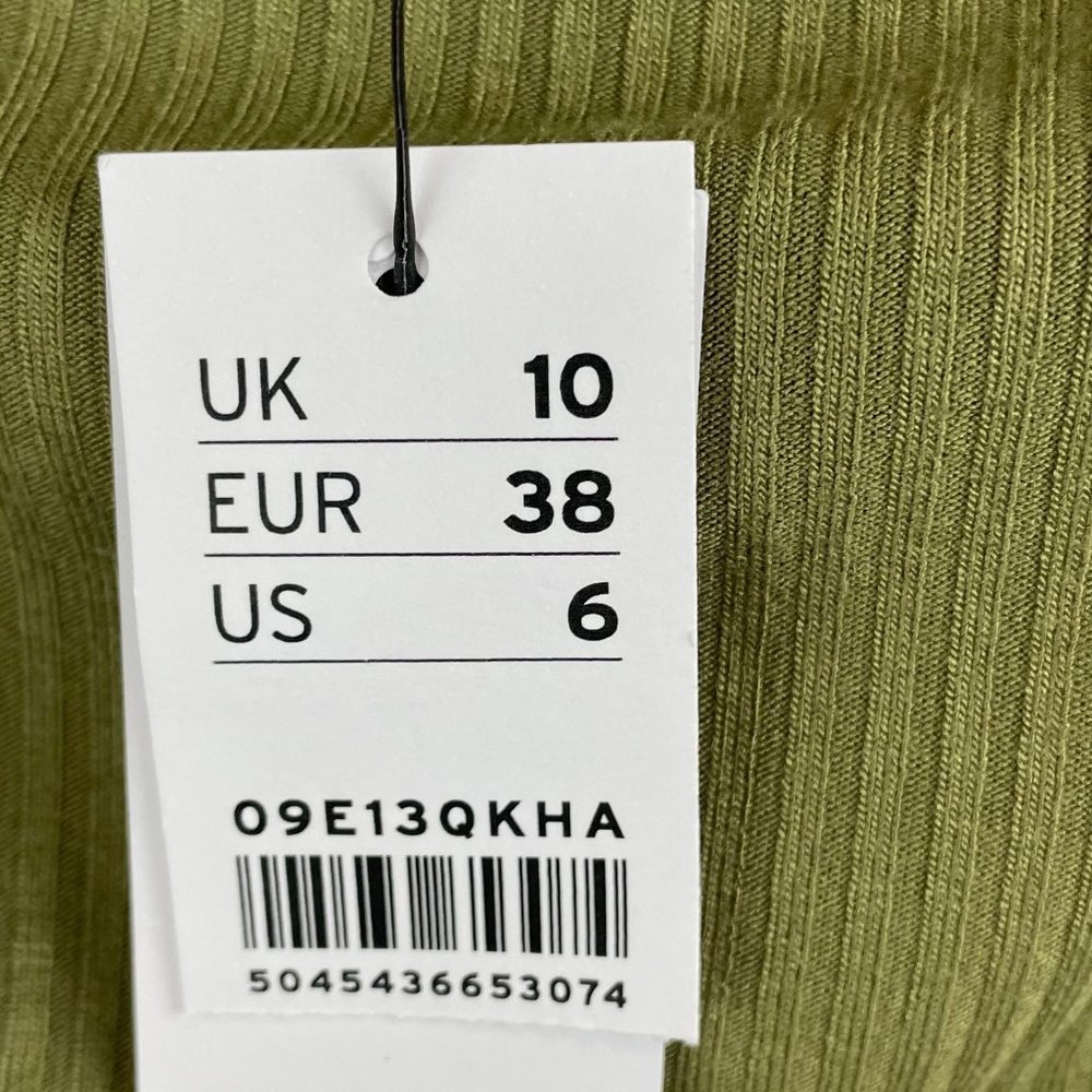 Topshop olive green ribbed lined cropped strapless bandeau tube top 6 or small - Picture 10 of 12